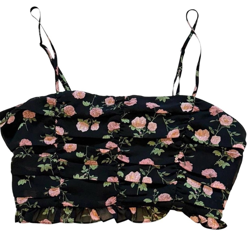 Cotton Candy Black Pink Ruched Camisole